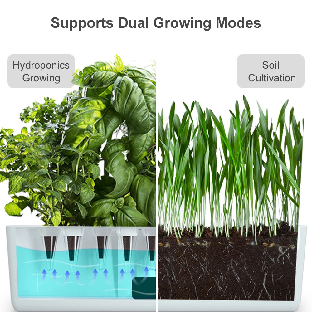 Hydroponic Growing System 9 Pod 2L Indoor Garden with 15W LED Grow Light AU Plug - White