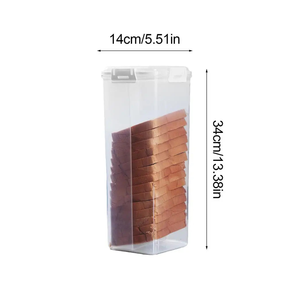 Transparent Bread Storage Container with Lid & Internal Tray – White