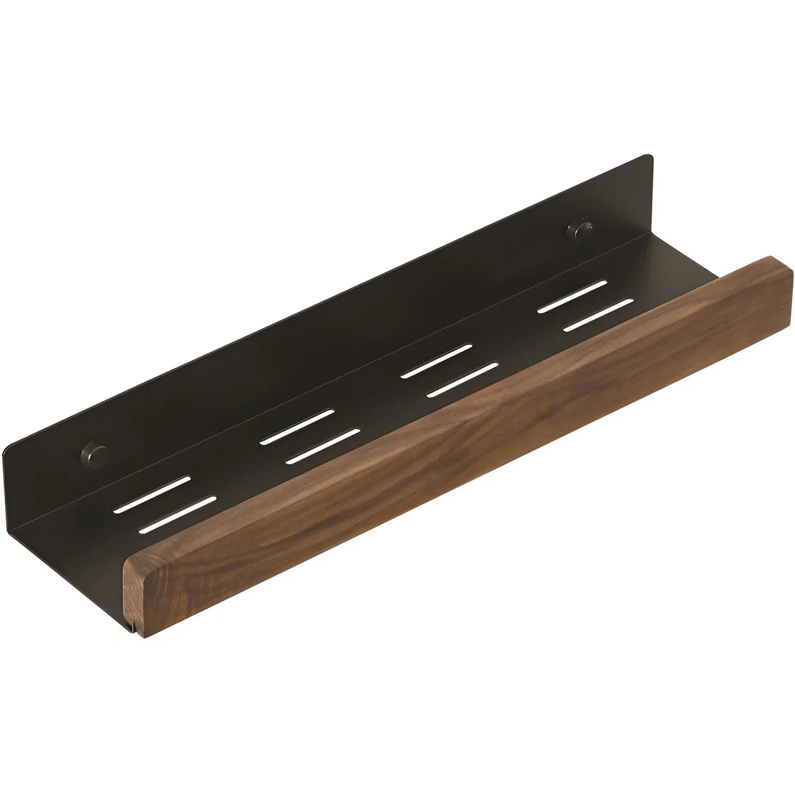 Wall Mounted Black Walnut Bathroom Storage Shelf Aluminum Organizer Rack No Drill – 20cm