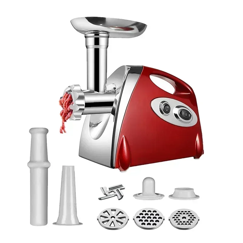Electric Meat Mincer 2800W Heavy Duty Stainless Steel Food Processor Sausage Maker - Red