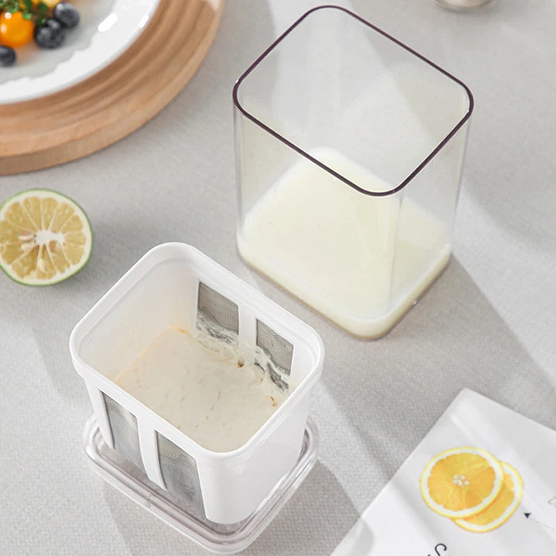 Yogurt Filter 1800mL Stainless Steel Mesh Cold Filtration Whey Separator Container