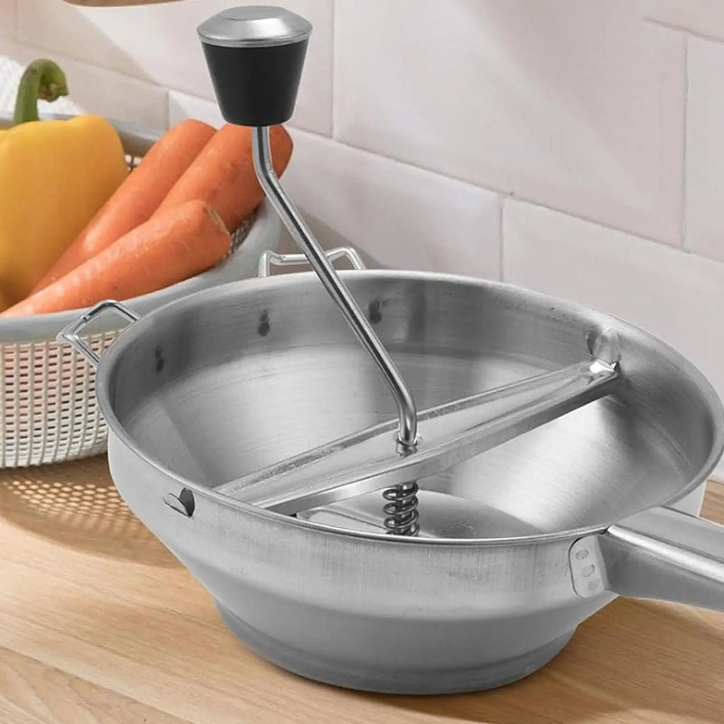 Potato Ricer Stainless Steel Masher Food Mill for Smooth Mash and Puree - Silver
