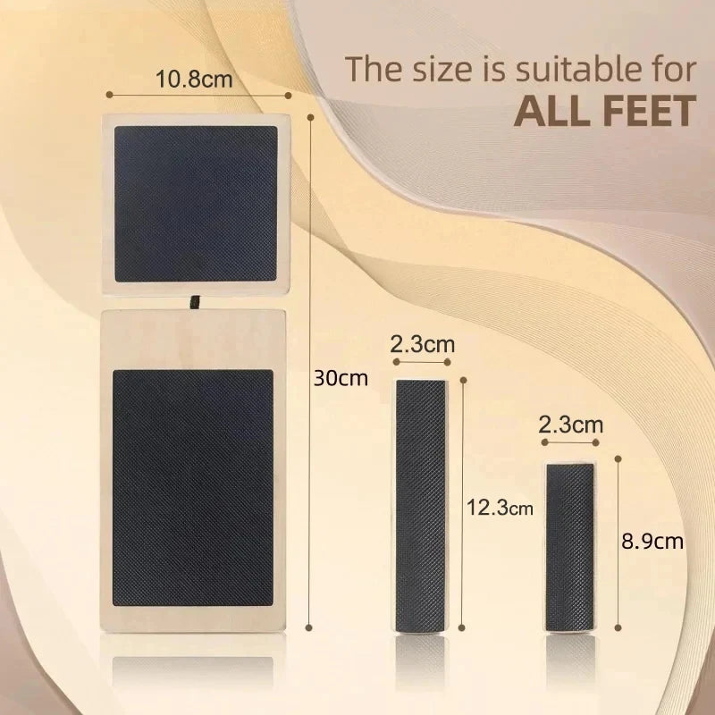 Wooden Balance Board Single Foot Trainer Ankle Strength and Stability Exercise Tool - Black Beige