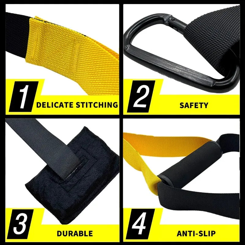 Suspension Training Band Adjustable Resistance Straps Portable Full Body Workout System - 1 Set