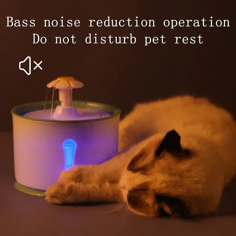 Cat Water Fountain 2.4L USB Electric Drinking Dispenser with Quiet Flow and Filter System - Pink
