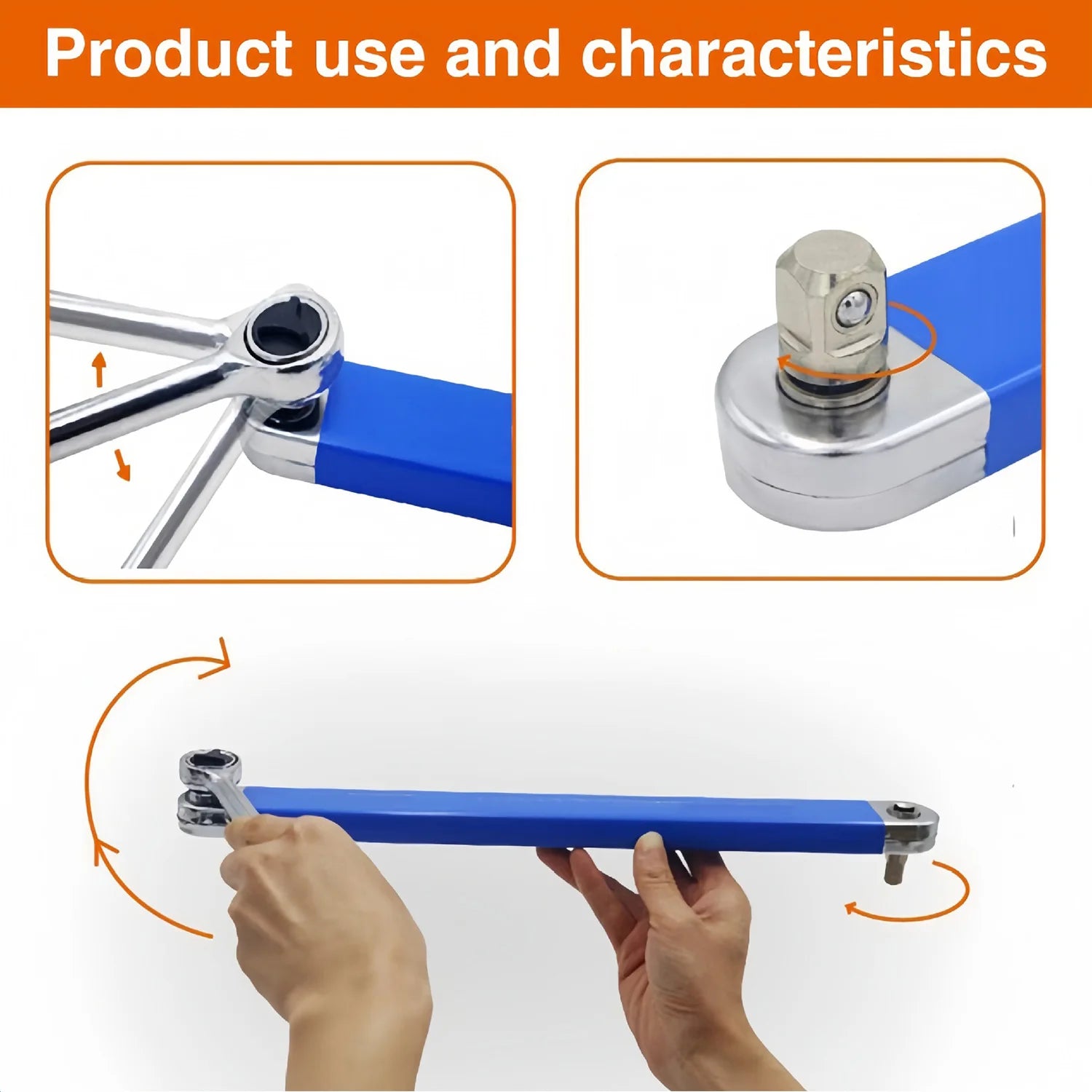 Extension Wrench Portable Heavy Duty 45cm Offset Ratchet Extension Tool 2 in 1 Multi Function Connector