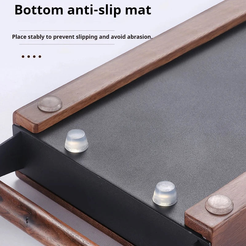 Espresso Knock Box Drawer Walnut Coffee Grounds Bin Stainless Steel - Black