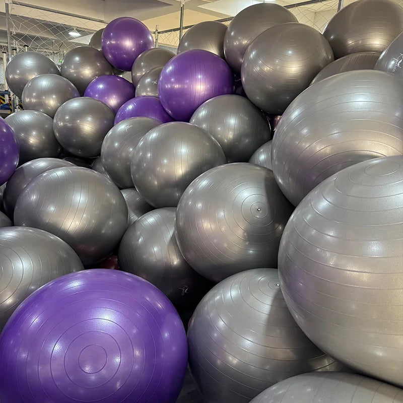 Inflatable Yoga Ball 65cm Anti Burst PVC Balance Trainer with Massage Texture and Pump - Gray