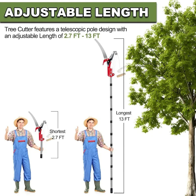 Extendable Tree Pruner 3.2m Pole Saw Branch Cutter SK5 Steel Garden Pruning Tool