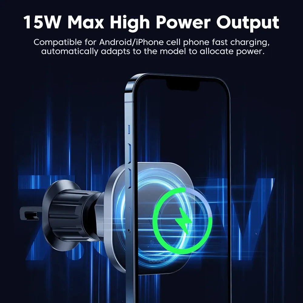 Car Phone Holder 15W Wireless Charging Air Vent Mount 360 Degree Adjustable Phone Stand
