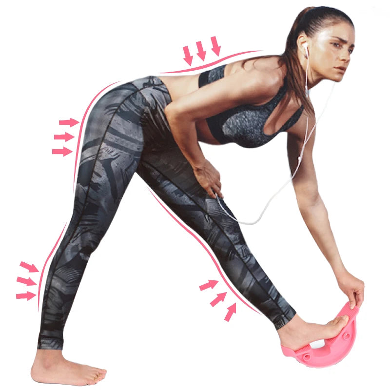 Foot Stretcher Rocker Board Portable Calf Ankle Stretching Balance Trainer Massage Fitness Tool - Pink