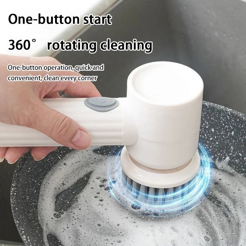 Cordless Electric Spin Cleaning Brush USB Rechargeable Power Scrubber Black Single