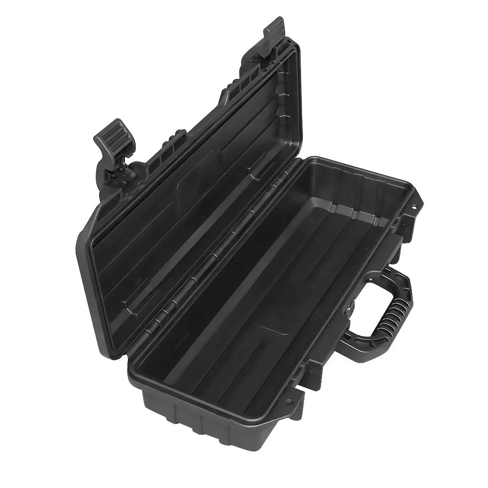 Portable Waterproof Long Tool Box PP Plastic Storage Case with Optional Foam Insert - 46 cm Black