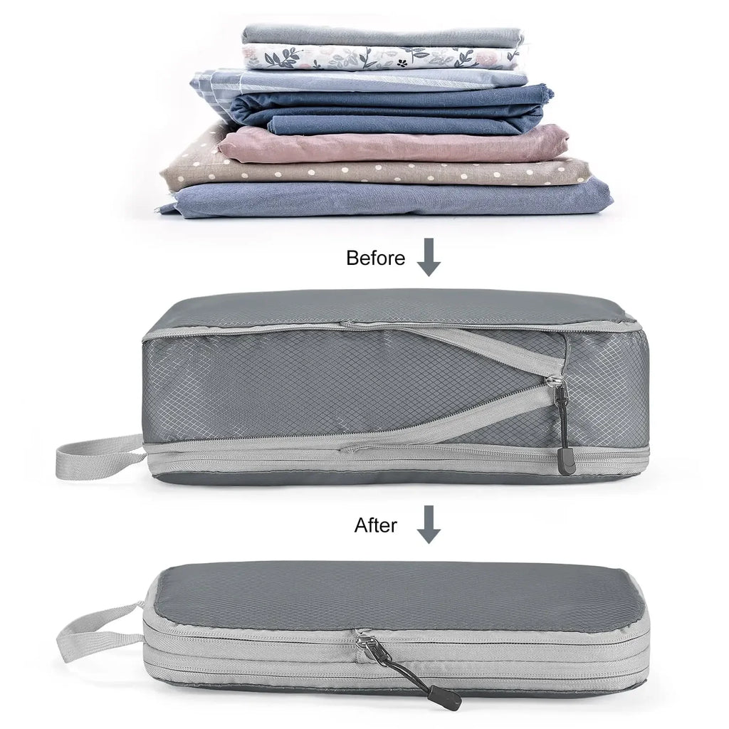 3PCS Set Travel Luggage Organizer Compression Packing Cubes for Carry on Luggage Large Capacity Suitcase Waterproof Storage Bags