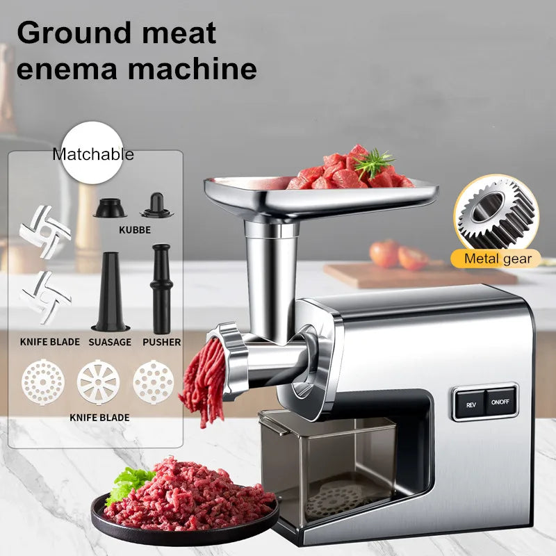 Electric Meat Grinder Stainless Steel Sausage Maker Food Processor - Light Grey