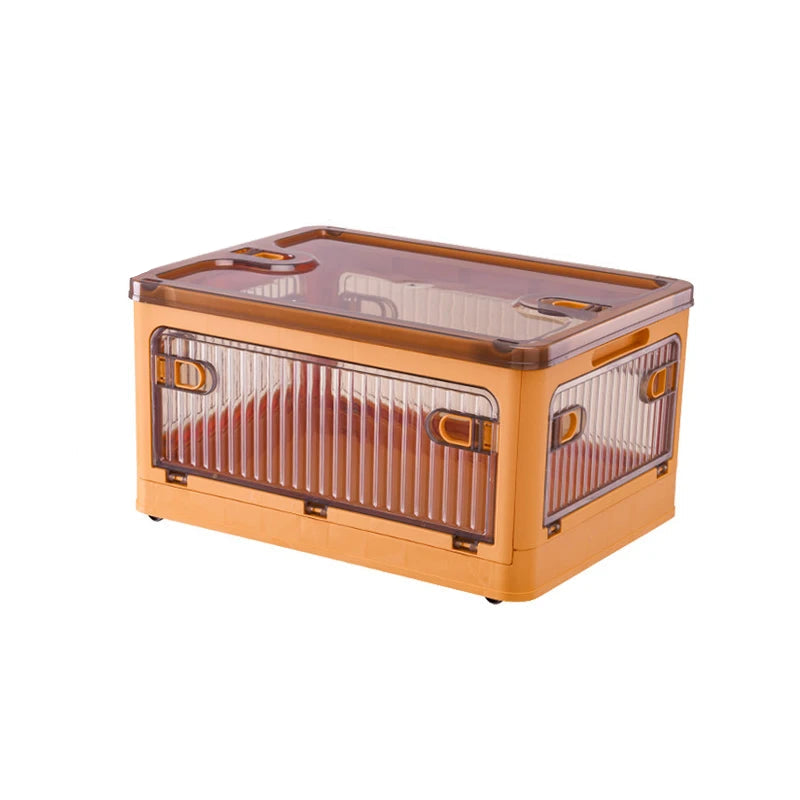Storage Box 18L Foldable Transparent Organizer Bin with Multi-Access Opening - Orange