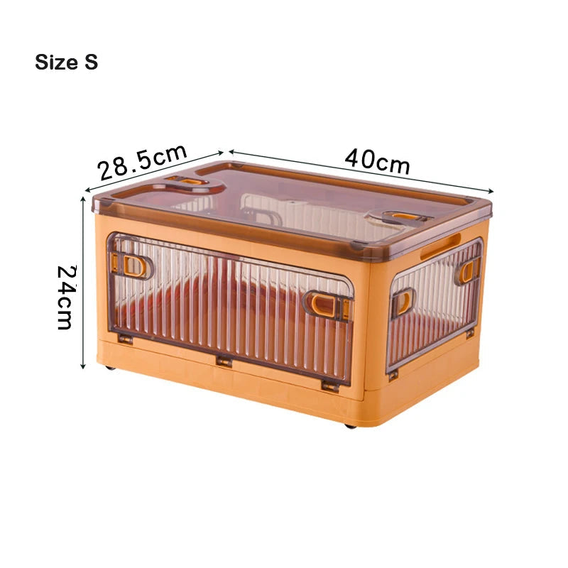 Storage Box 18L Foldable Transparent Organizer Bin with Multi-Access Opening - Orange