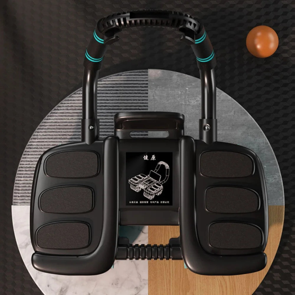Abdominal Wheel Exerciser Six Wheel Automatic Rebound Anti Slip Core Trainer - Black