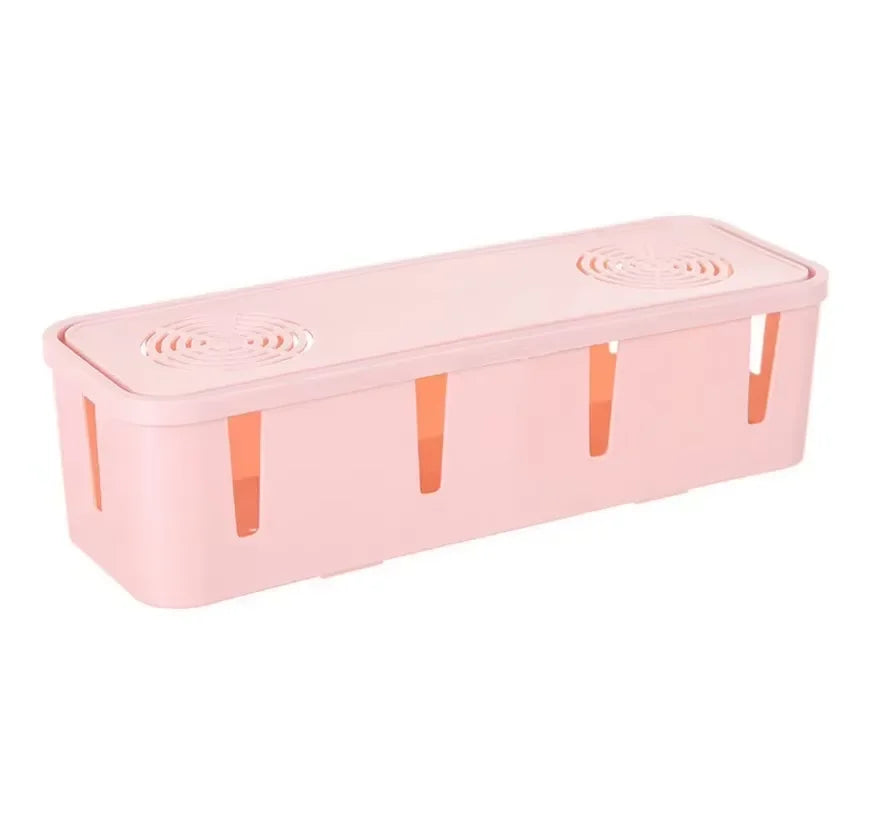 Desktop Cable Organizer Box Power Strip Storage Container – Grey