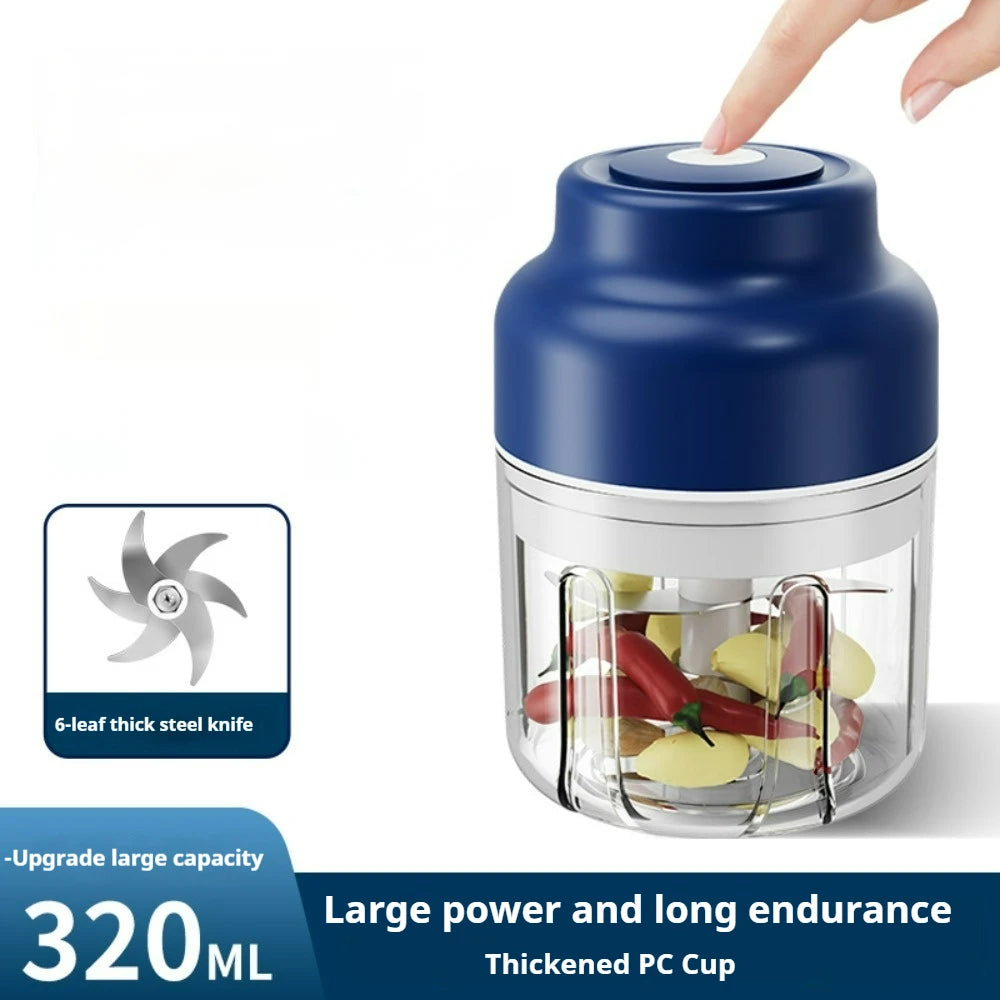 Electric Garlic Chopper 320ml USB Rechargeable Mini Food Processor Vegetable Grinder – Blue