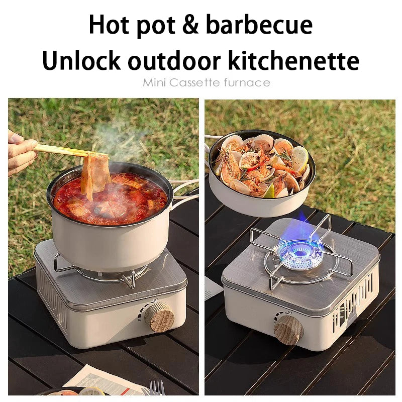 Camping Gas Stove 2800W Portable Butane Cassette Burner Electronic Ignition – White