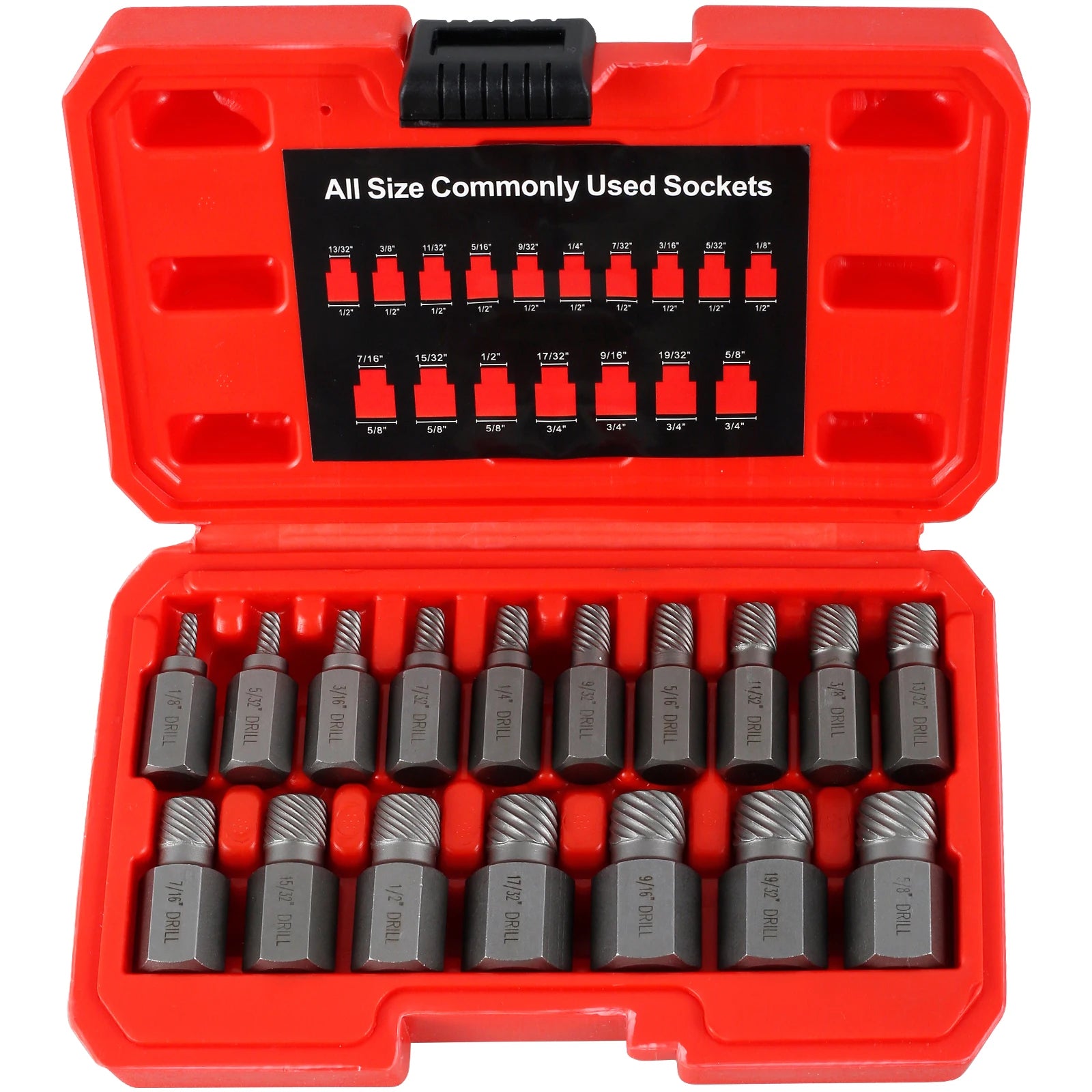 Bolt Extractor Set Heavy Duty Chrome Molybdenum Steel Spiral Screw Remover Kit Multi-Size 15-Piece