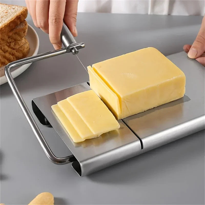 Stainless Steel Cheese Slicer with Measurement Board Wire Cutter for Cheese Butter and Sausage