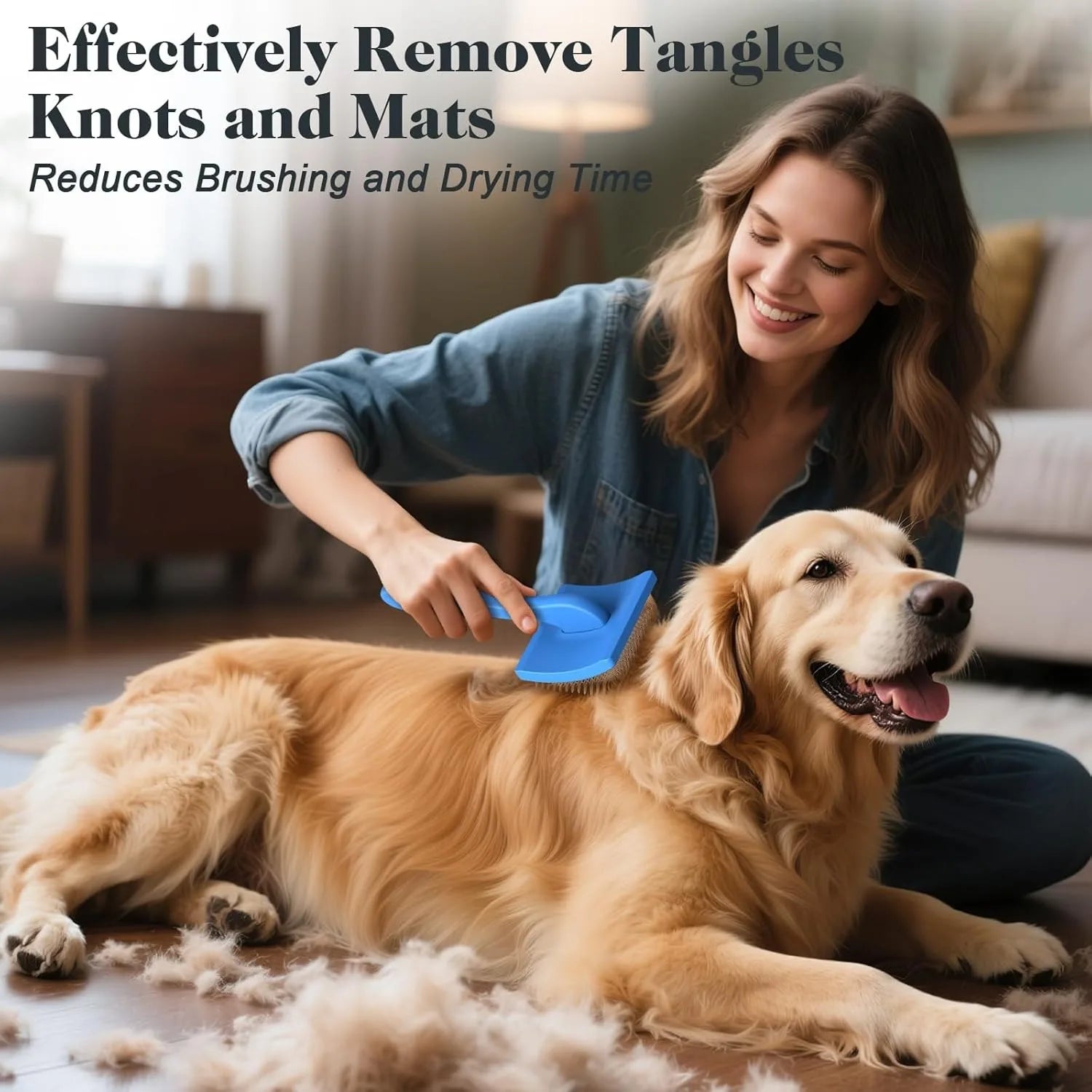 Pet Grooming Brush Set 2 Piece Self Cleaning Slicker Brush Dematting Comb Hair Removal Tool