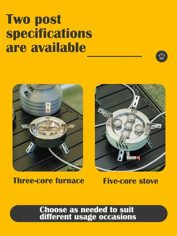 Camping Stove Windproof Gas Burner Piezo Ignition Fuel Adapter – Black