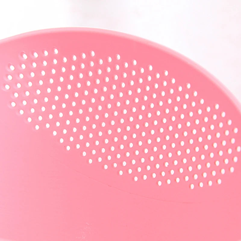 Kitchen Rice Sieve Drain Basket 22cm Vegetable Fruit Washing Strainer With Handle - Pink