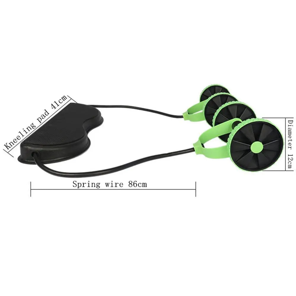 Ab Roller Double Wheel Trainer Portable Abdominal Exercise Equipment with Resistance Tube - Green