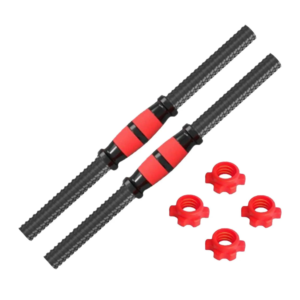 Dumbbell Bars Set 2 Pack Adjustable Steel Handles with Spinlock Nuts for Strength Training - 35cm