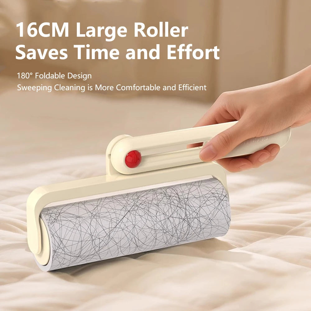 Lint Roller 16cm Foldable Reusable Clothes & Pet Hair Remover Portable Cleaning Tool - Beige