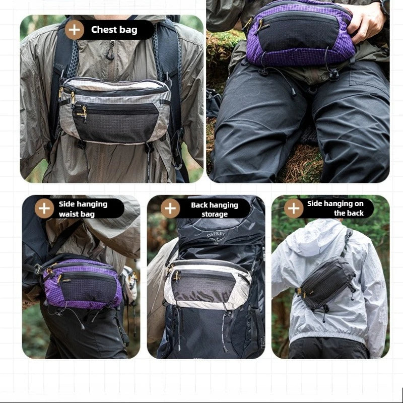 Hiking Chest Bag Waterproof Crossbody Travel Sling Backpack - Purple