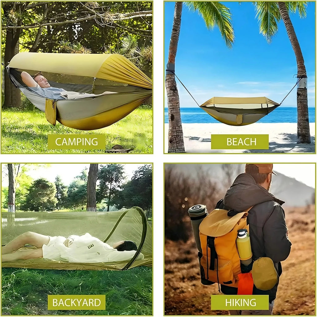 Camping Hammock Quick Open Mosquito Net Outdoor Travel Hammock - Brown