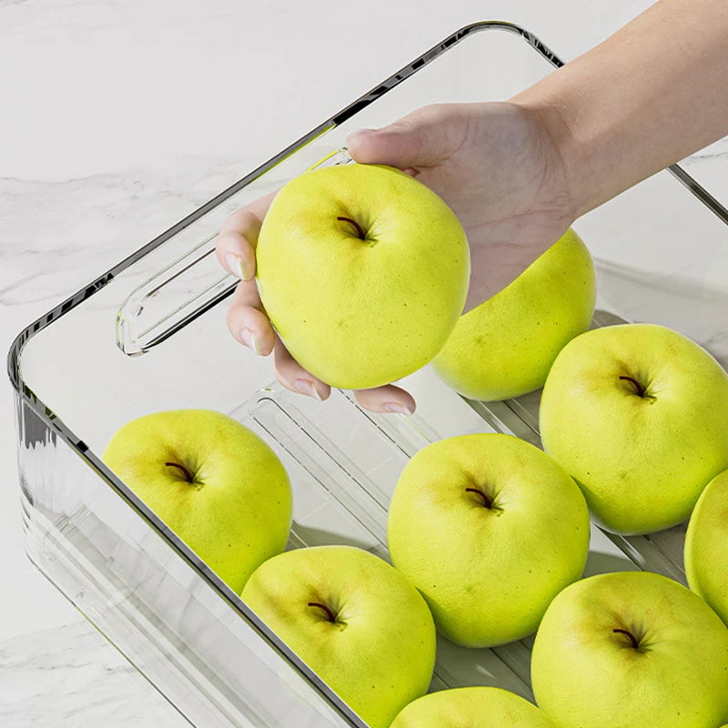 Fridge Organizer Stackable Clear Food Storage Bin with Handles