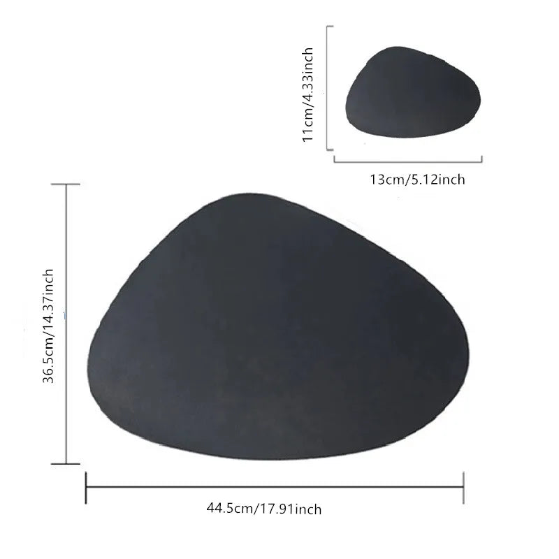 PU Leather Placemats and Coasters Set of 4 Waterproof Heat-Resistant - Black