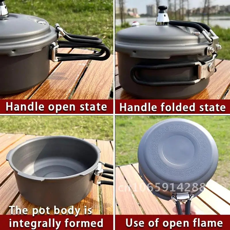 Pressure Cooker 1.8L 80kPa Folding Handle Outdoor Camping Cookware – Grey