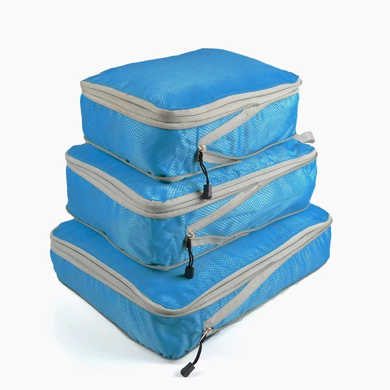 3PCS Set Travel Luggage Organizer Compression Packing Cubes for Carry on Luggage Large Capacity Suitcase Waterproof Storage Bags