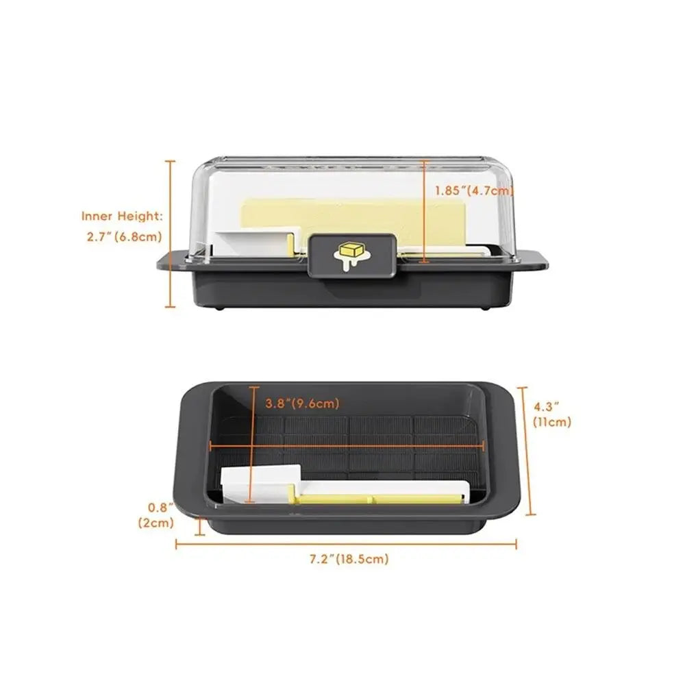 Butter Storage Box with Clear Lid Butter Keeper Cheese Container with Spreader – Black
