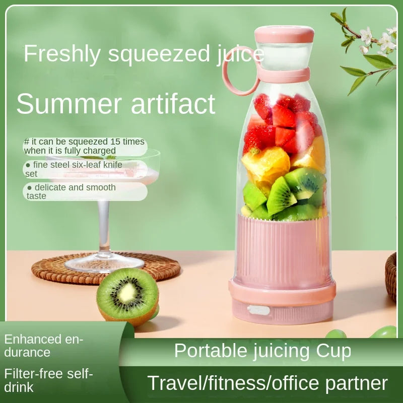 Juicer 380mL Portable Rechargeable USB Blender 60W Fresh Juice Mixer with 1400mAh Battery - Green