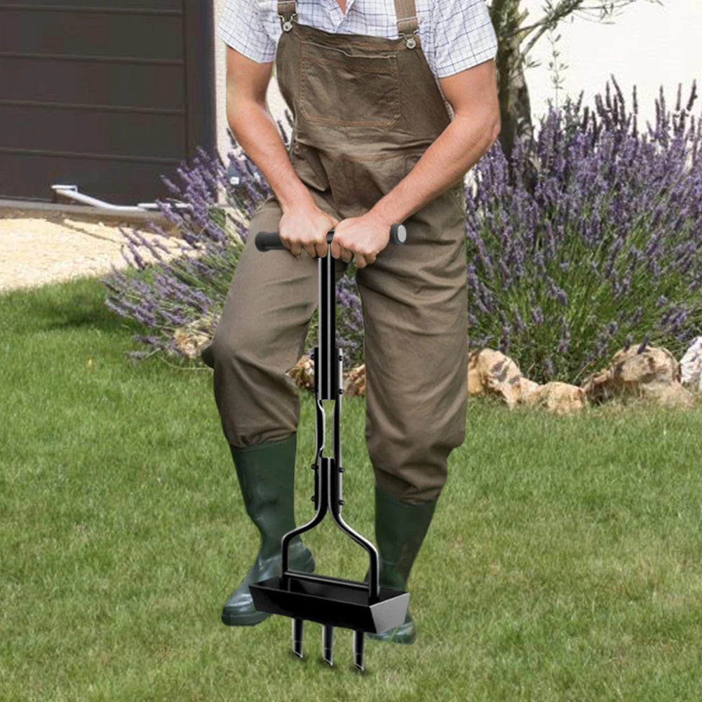Lawn Aerator 99cm Manual Soil Coring Tool with Core Collection Tray – Black