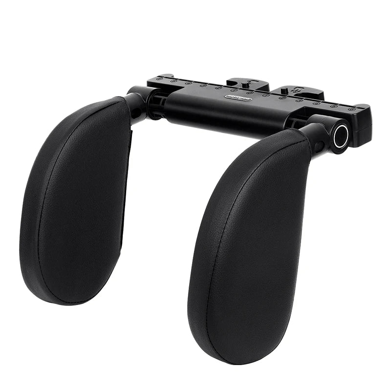 Car Headrest Pillow 360° Adjustable Memory Foam Side Support One Click Travel Cushion - Black