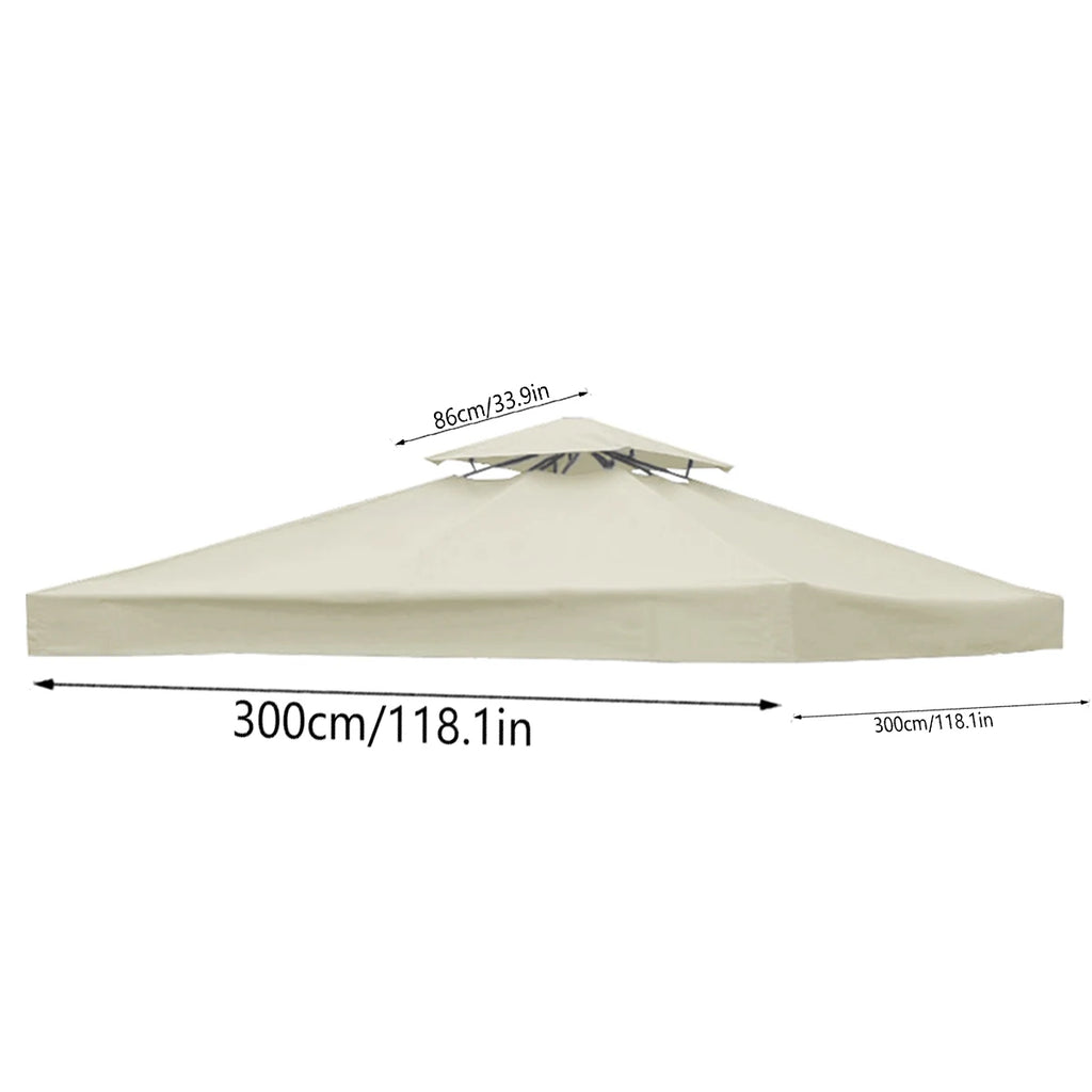 3x3M Garden Gazebo Replacement Canopy Top – Double Tier Outdoor Patio Cover - Beige