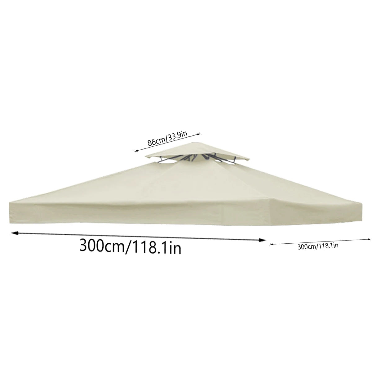 3x3M Garden Gazebo Replacement Canopy Top – Double Tier Outdoor Patio Cover - Beige