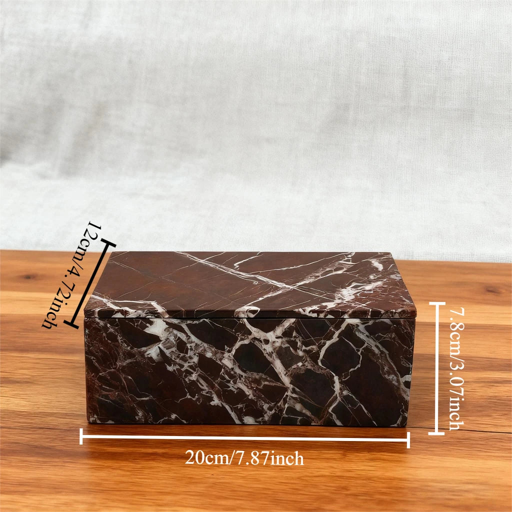 Storage Box Portable Marble Style Cotton Swab Holder Rectangular Vanity Organizer