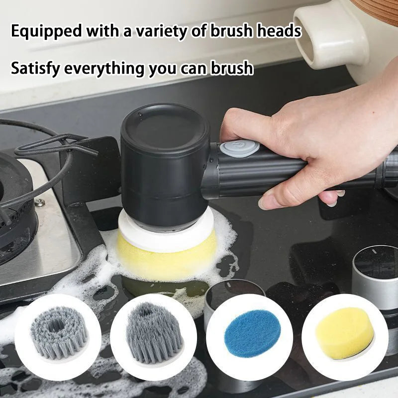 Cordless Electric Spin Cleaning Brush USB Rechargeable Power Scrubber Black Single
