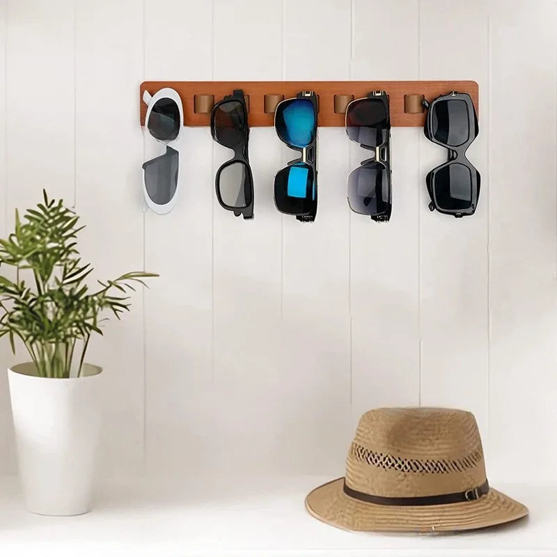 Wall Mounted Wooden Eyeglass Storage Rack Sunglasses Display Organiser Holder – White