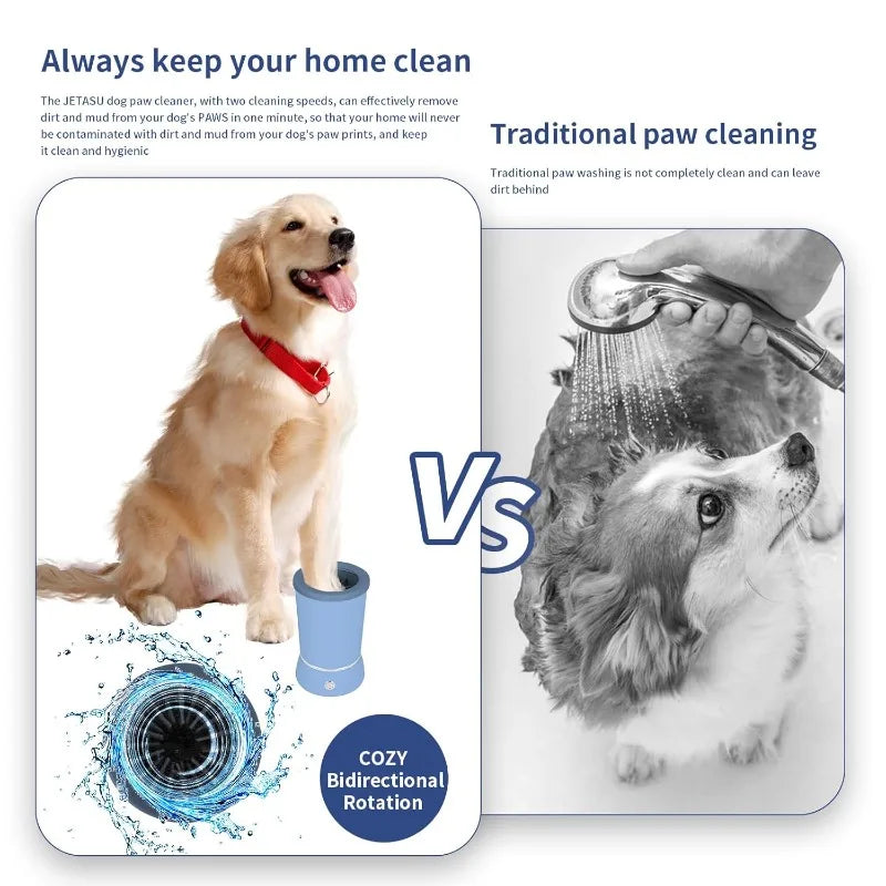 Dog Paw Cleaner 17 cm USB Rechargeable Automatic Washer with 2 Speeds and Removable Brush - White