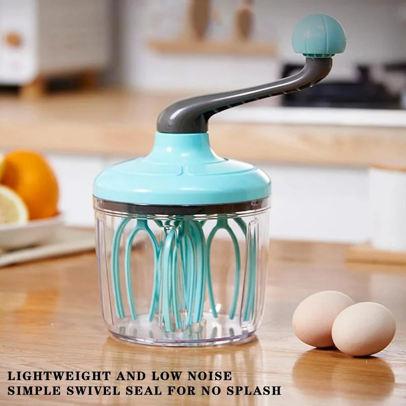 Manual Hand Crank Egg Beater Food Mixer Cream Whisk with Non-Slip Base – Green